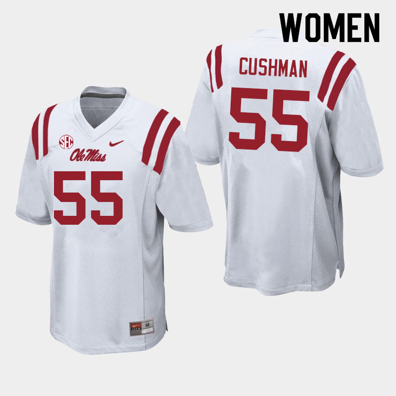 Women #55 Preston Cushman Ole Miss Rebels College Football Jerseys Sale-White